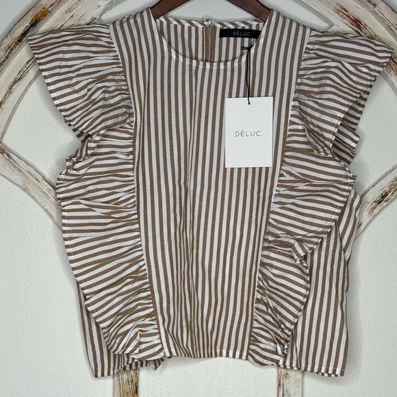 Deluc Tops - Deluc Brown Striped Women's “Caesar” Top- NWT
